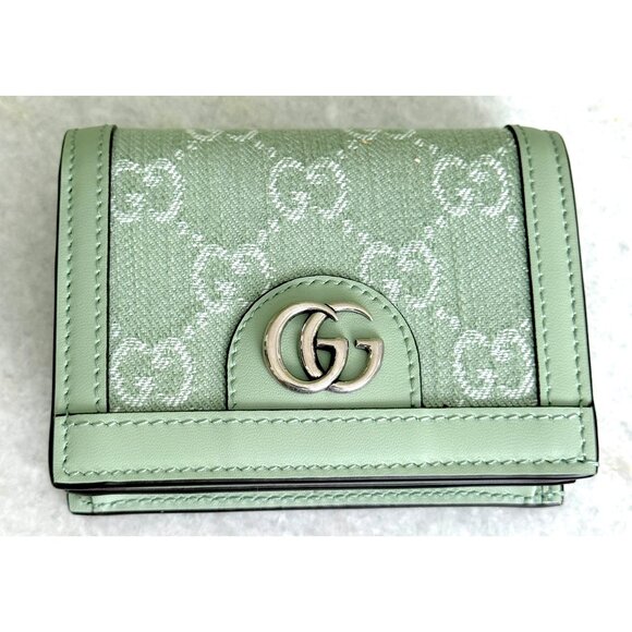 Gucci Handbags - Gucci Ophidia Jumbo GG Card Case, Green leather and fabric